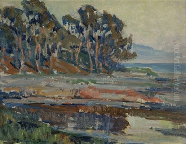 Coastal Scene With Trees Oil Painting by Benjamin Chambers Brown