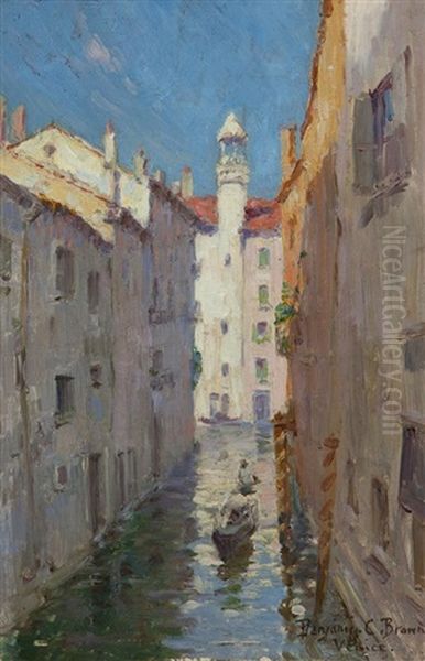 A Little Canal In Venice Oil Painting by Benjamin Chambers Brown