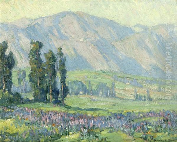 Mount Lowe And Lupines Oil Painting by Benjamin Chambers Brown