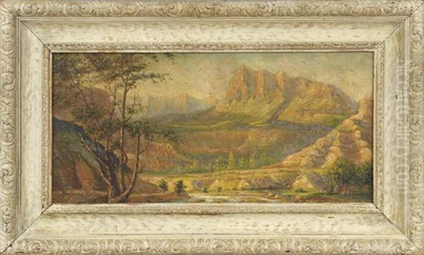 Sunlit California Landscape With Mountains Oil Painting by Benjamin Chambers Brown