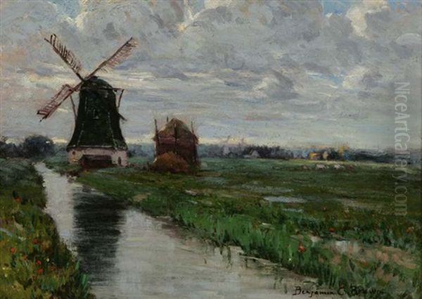 Windmill, Holland Oil Painting by Benjamin Chambers Brown