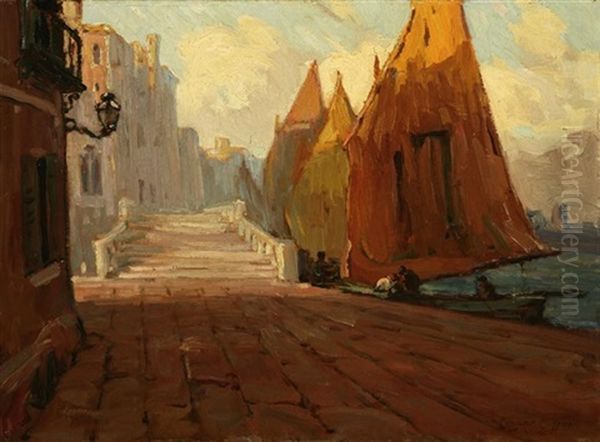 Venice, City View With Sails Oil Painting by Benjamin Chambers Brown