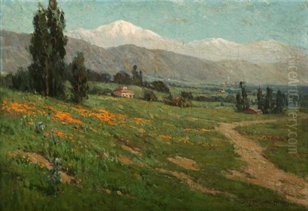 Mt. Baldy From South Pasadena Oil Painting by Benjamin Chambers Brown