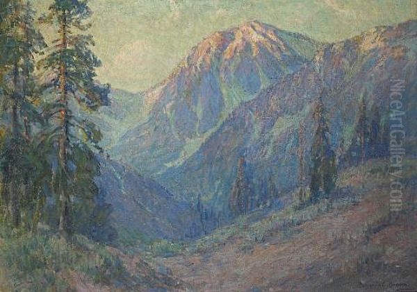 San Gabriel Mountains; Trees On A Coastal Bluff (double-sided) Oil Painting by Benjamin Chambers Brown