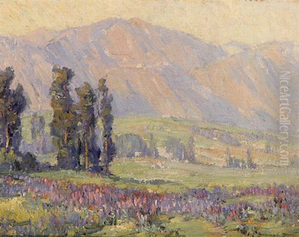 Mount Lowe And Lupines Oil Painting by Benjamin Chambers Brown