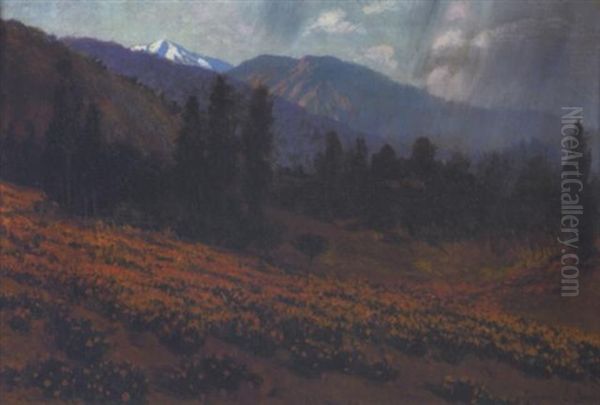 California Poppy Field Oil Painting by Benjamin Chambers Brown