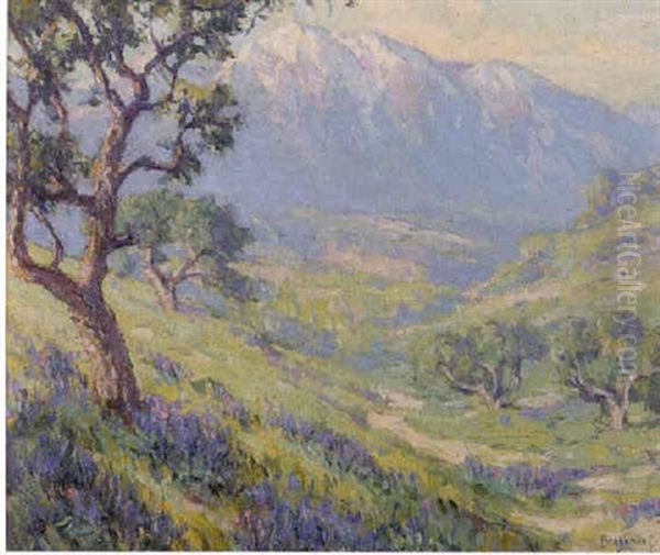 Wild Lupins, Mt. Sanantiono, San Gabriel Valley, California Oil Painting by Benjamin Chambers Brown