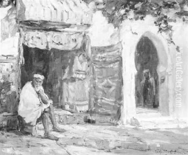 Native Bazaar, Tangiers Oil Painting by Benjamin Chambers Brown