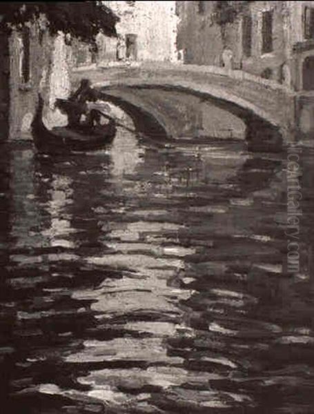 A Sunny Canal, Venice Oil Painting by Benjamin Chambers Brown