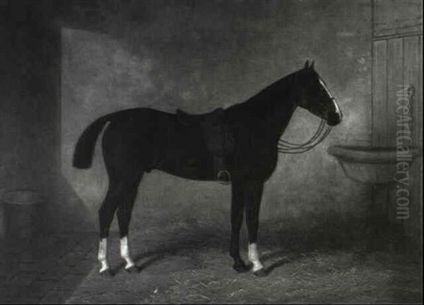 Horse In Stable Oil Painting by Edward (of Coventry) Brown