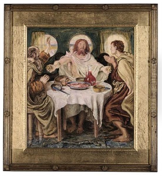 The Supper At Emmaus And How It Was Known Of Them By Breaking Of Bread Oil Painting by Ford Madox Brown