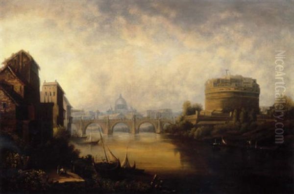 View From The Tiber, Rome Oil Painting by George Loring Brown