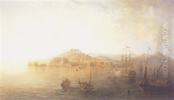 View Of Naples From The Sea Oil Painting by George Loring Brown