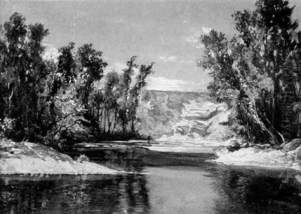 Sand Embankment On The Pemigewasset River At Campton Village, New Hampshire Oil Painting by George Loring Brown