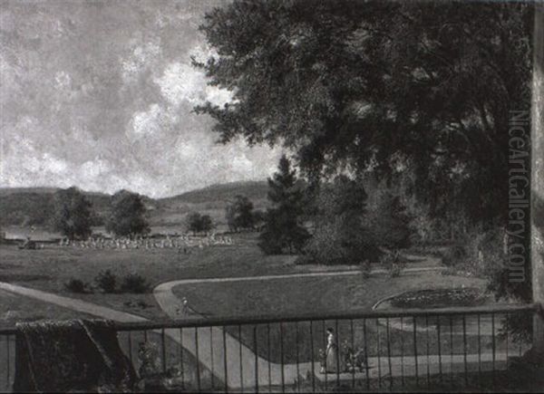 View Of Mystic Pond Grounds, West Medford, Massachusetts Oil Painting by George Loring Brown