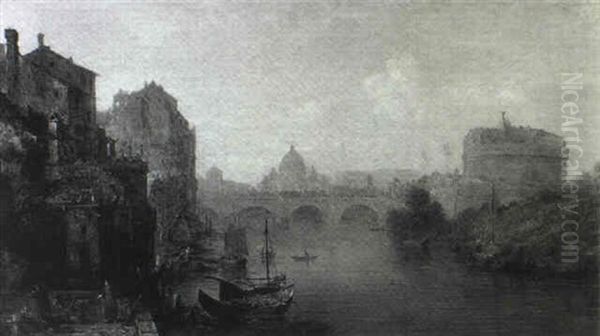 View Of The Vatican From The Tiber River Oil Painting by George Loring Brown