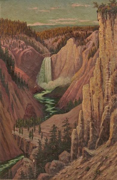 Lower Falls And Grand Canyon Of Yellowstone From Hayden Point Oil Painting by Grafton Tyler Brown