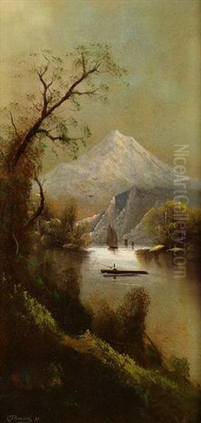 Mountain Lake With Sailboat Oil Painting by Grafton Tyler Brown