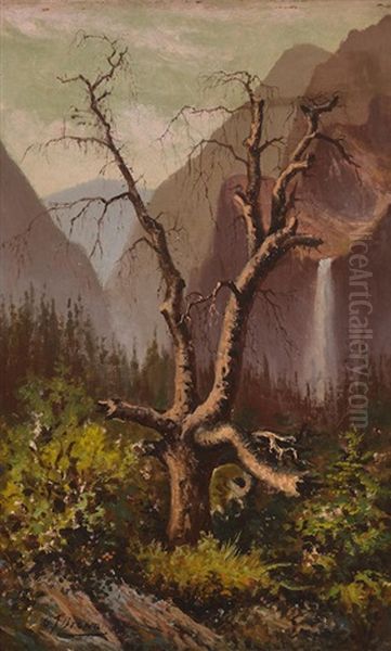 Tree Near Bridal Veil Falls, Tree In Yosemite Valley (a Pair) Each Oil Painting by Grafton Tyler Brown