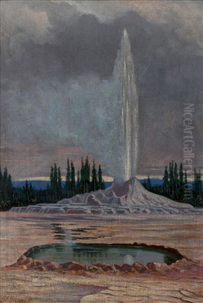 Castle Geyser, Yellowstone National Park Oil Painting by Grafton Tyler Brown