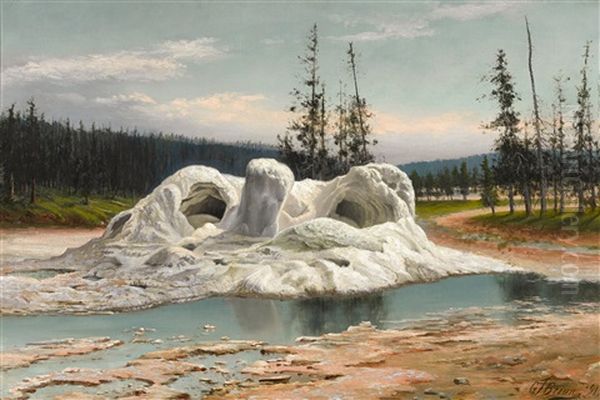 Grotto Geyser, Yellowstone Oil Painting by Grafton Tyler Brown