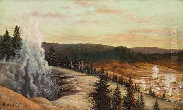 Yellowstone Geysers Oil Painting by Grafton Tyler Brown