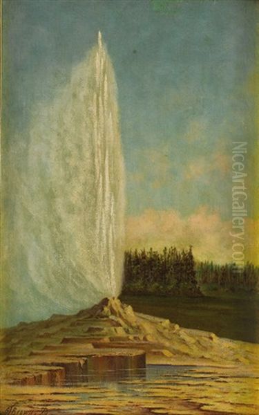 Yellowstone Geyser Oil Painting by Grafton Tyler Brown