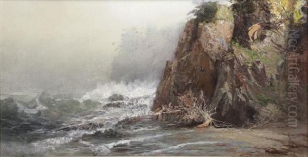 Rocky Coastline Oil Painting by Harrison Bird Brown