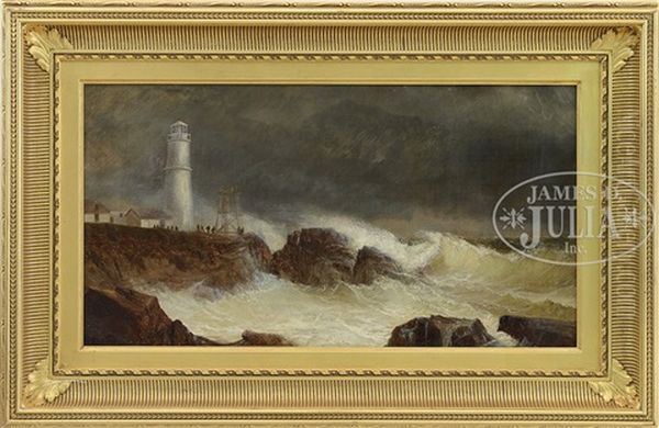 Coastal Landscape Of Portland Light Oil Painting by Harrison Bird Brown