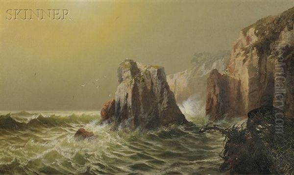 Approaching Storm Off The Maine Coast Oil Painting by Harrison Bird Brown