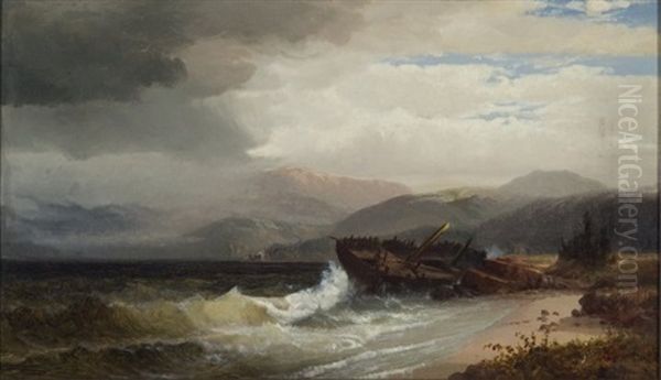 Shipwreck Oil Painting by Harrison Bird Brown