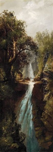 Overlooking The Gorge At The Flumes, New Hampshire Oil Painting by Harrison Bird Brown