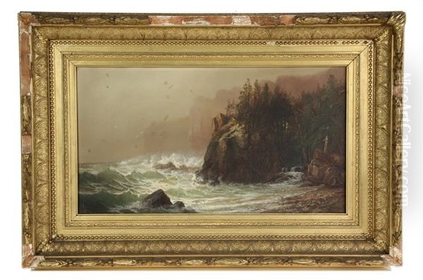 Stormy Waters, Maine Coast Cliffs Oil Painting by Harrison Bird Brown