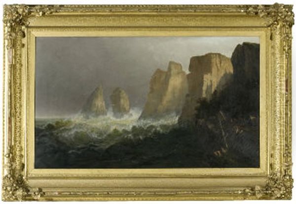 Coastal Scene With Cliffs And Encampment by Harrison Bird Brown