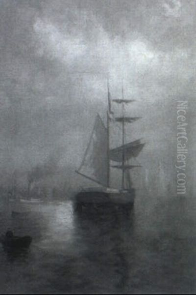 Portland Harbor Oil Painting by Harrison Bird Brown