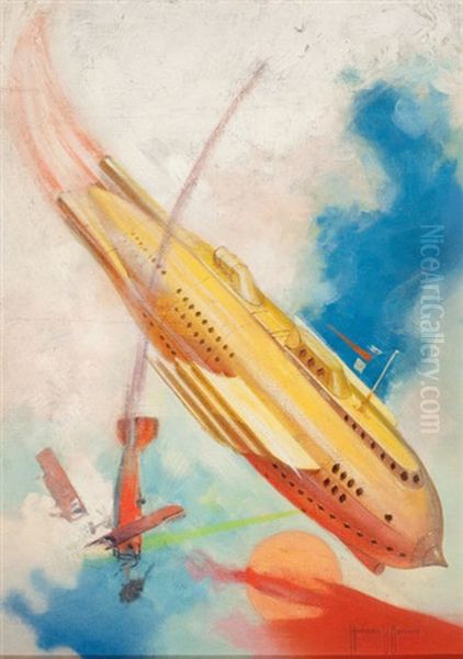 Men From Space, The Popular Magazine, December 1930 Oil Painting by Howard V. Brown