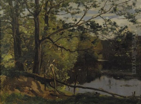 Landscape With Pond Oil Painting by J. Appleton Brown