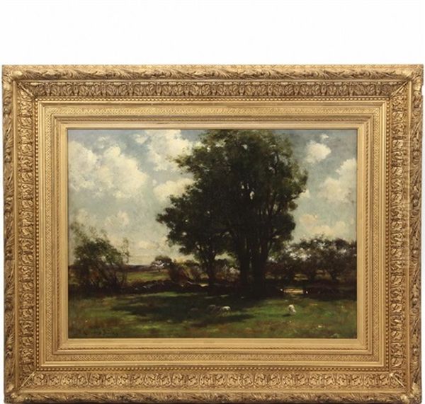 Pastoral Landscape With Sheep Grazing In Shade Of Tree Oil Painting by John Appleton Brown