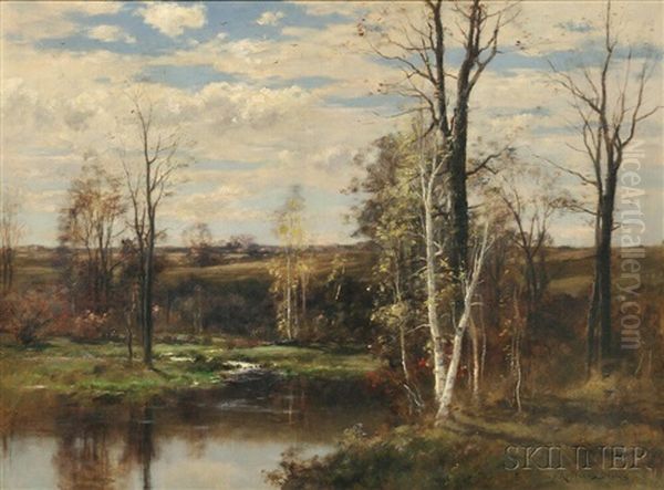 Water Meadow In Autumn Oil Painting by John Appleton Brown