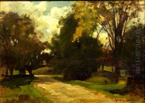 Tree-lined Road Oil Painting by John Appleton Brown