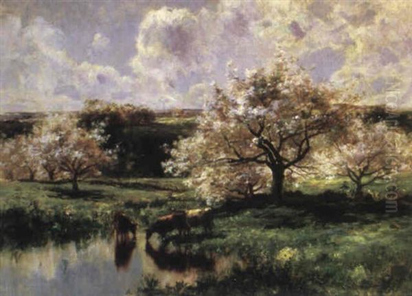 Blossom Pastorale Oil Painting by John Appleton Brown