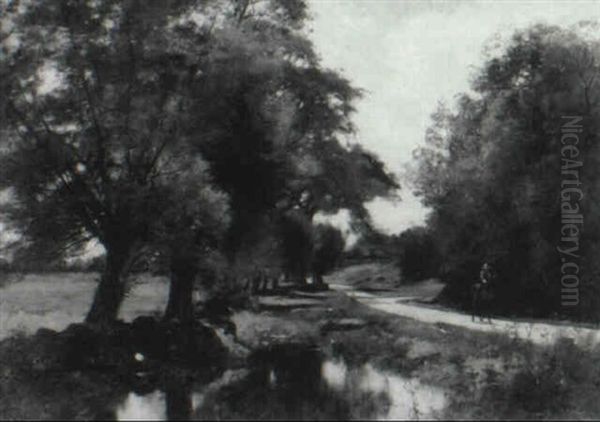 Old Road Near Paris Oil Painting by John Appleton Brown