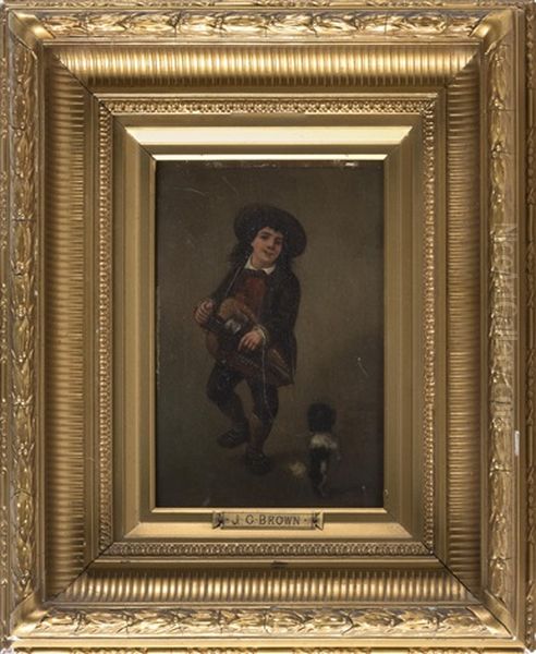 Study Of A Young Musician And His Dog Oil Painting by John George Brown