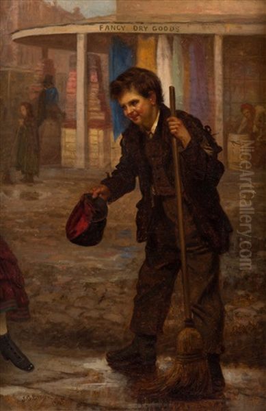 Little Street Sweeper Oil Painting by John George Brown