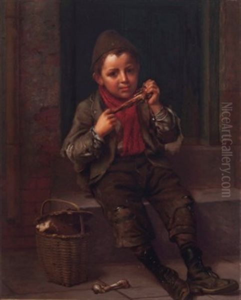 Thanksgiving Dinner Oil Painting by John George Brown