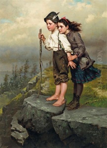 Looking Out To Sea Oil Painting by John George Brown