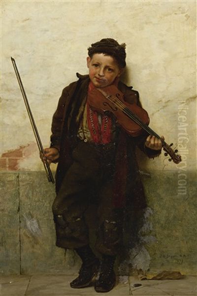 Street Musician by John George Brown