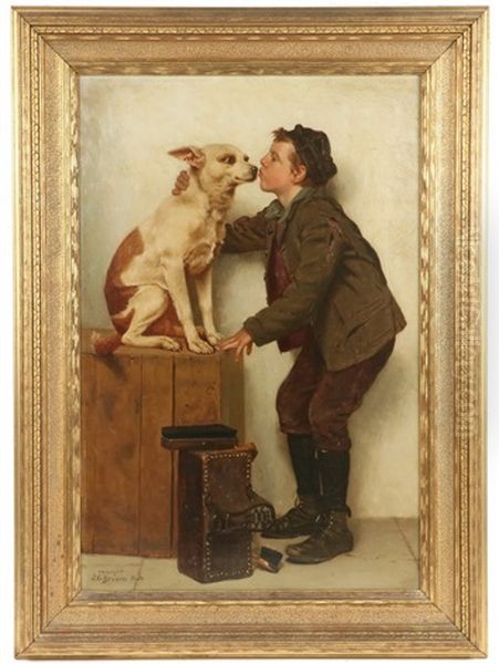 The Boot Black's New Best Friend Oil Painting by John George Brown