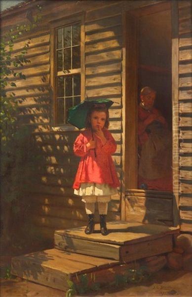 Girl With A Parasol And Grandmother, 1875 Oil Painting by John George Brown