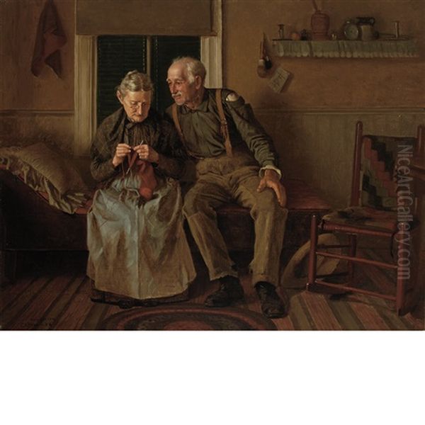 Still Courting Oil Painting by John George Brown